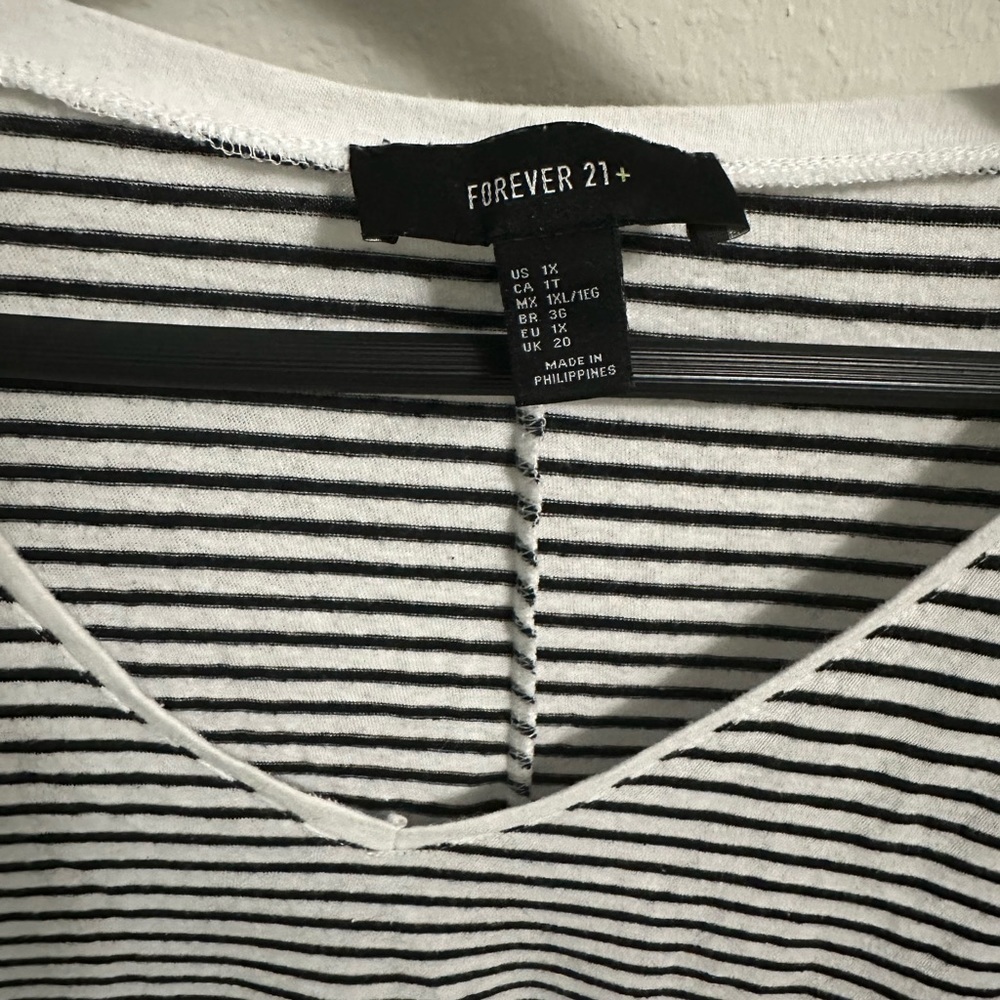 Forever 21+ Black and White Striped T-Shirt - Picture 3 of 4